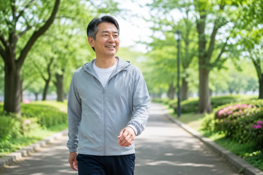 在公園散步運動促進腸道蠕動