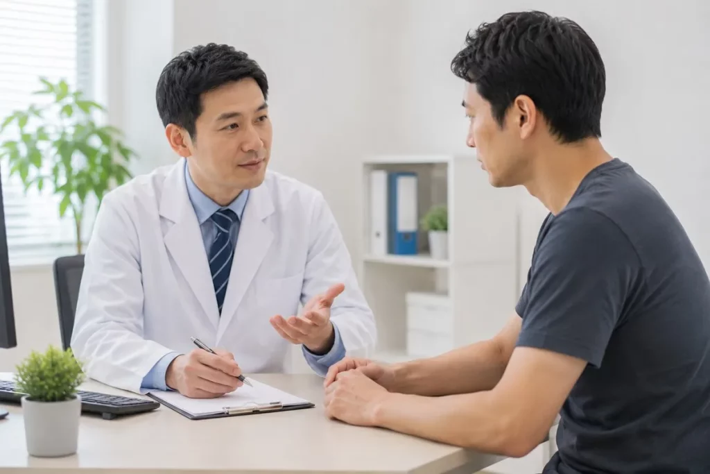 醫師為患者看診評估